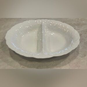 Wedgwood White Scalloped Divided Dish 10”
